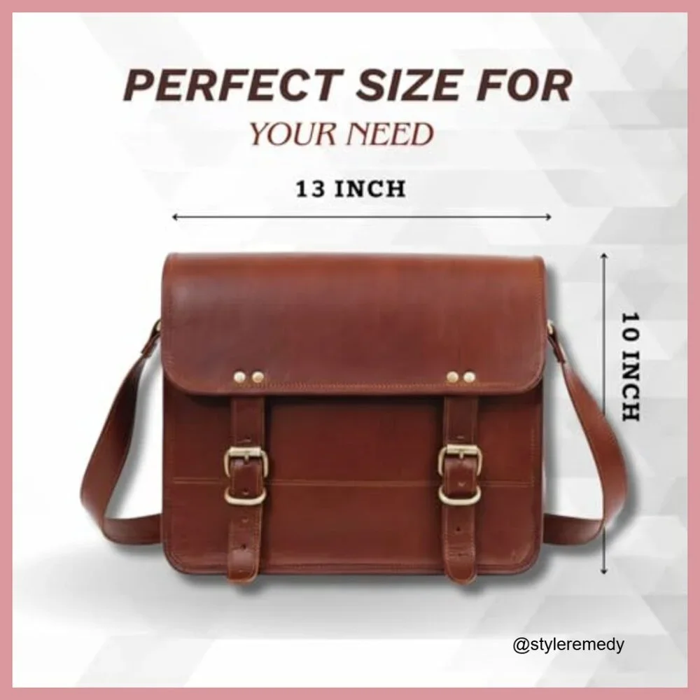Genuine Leather Messenger Bag Vintage Satchel Crossbody Bag